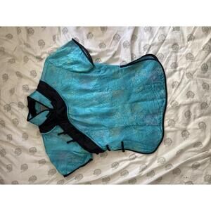 Turquoise Silk Chinese Style Short Sleeve Top